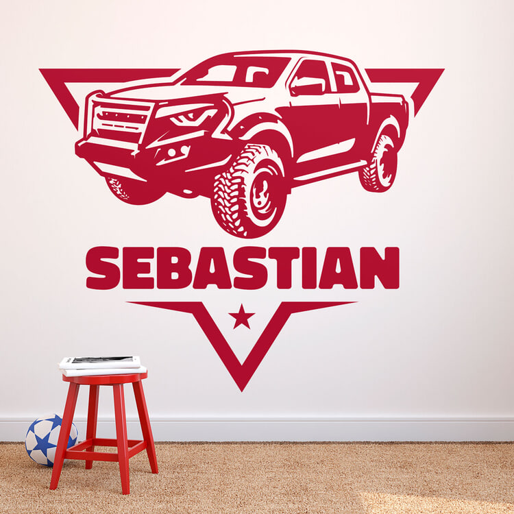 Stickers pour enfants: Aventure 4x4 avec Prénom