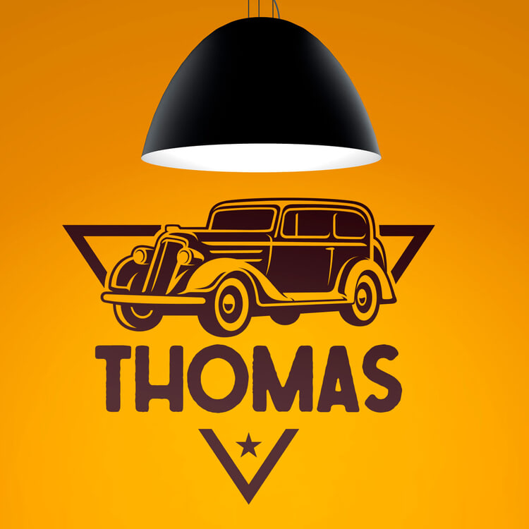 Stickers pour enfants: Voiture Rétro avec Prénom