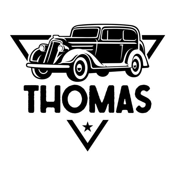 Stickers pour enfants: Voiture Rétro avec Prénom