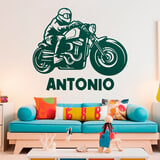 Stickers pour enfants: Moto Chopper Custom Prénom