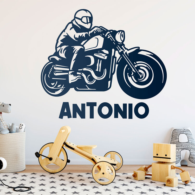 Stickers pour enfants: Moto Chopper Custom Prénom