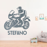 Stickers pour enfants: Moto de Route avec Prénom 2