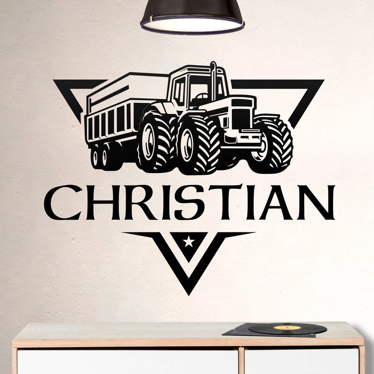 Stickers pour enfants: Tractor con nombre