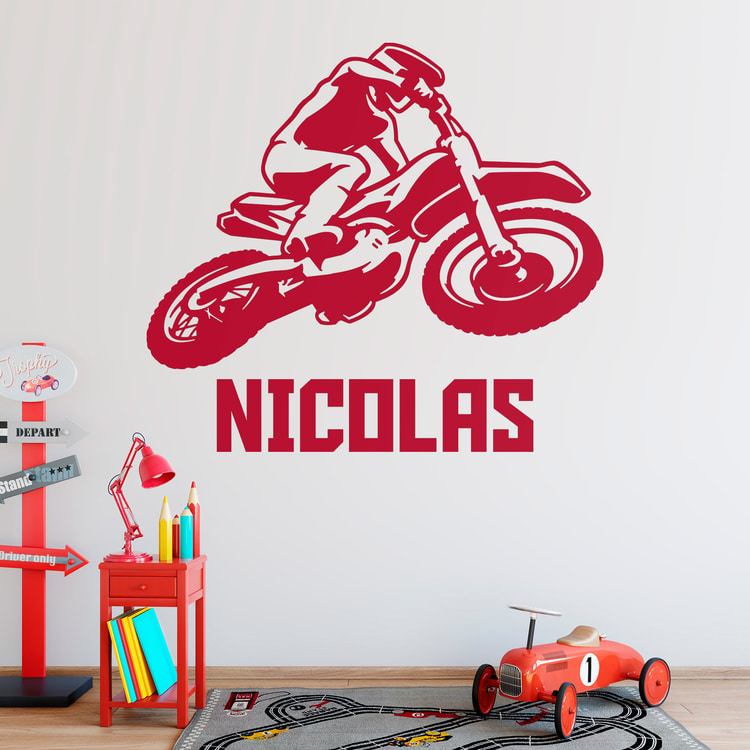 Stickers pour enfants: Motocross avec nom