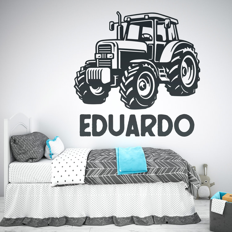 Stickers pour enfants: Tracteur John Deere avec nom