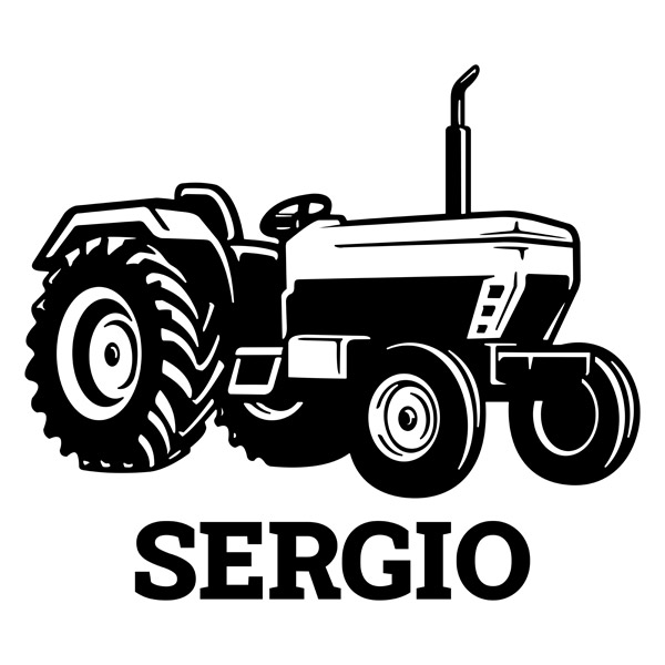 Stickers pour enfants: Tracteur ouvert avec nom