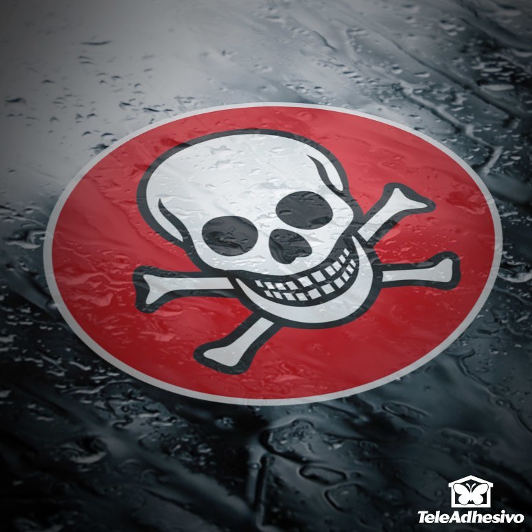 Autocollants: Calavera Pirata avec Os Crois&eacute;s