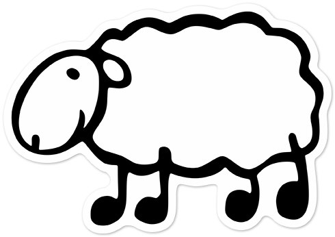 Autocollants: Mouton lacha blanc