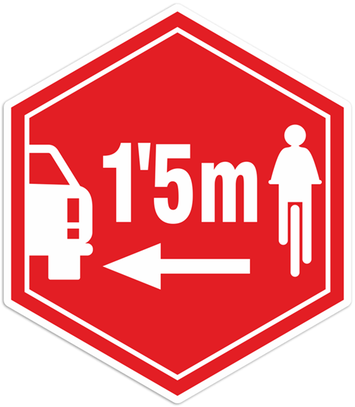 Autocollants: Signalisation 1,5 m pour Cyclistes