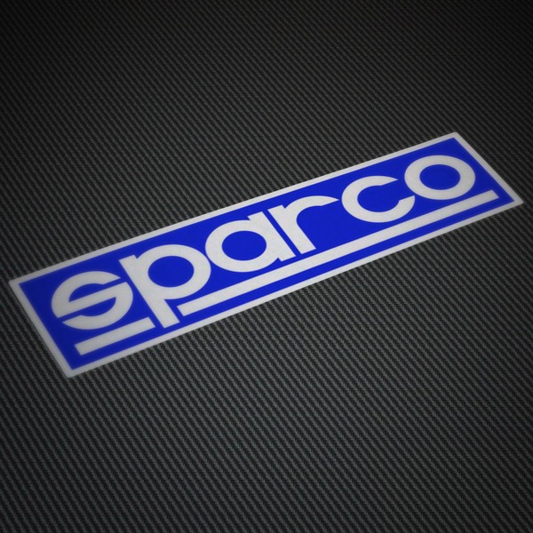 Autocollants: Sparco en Typographie Moderne sur Fond Bleu