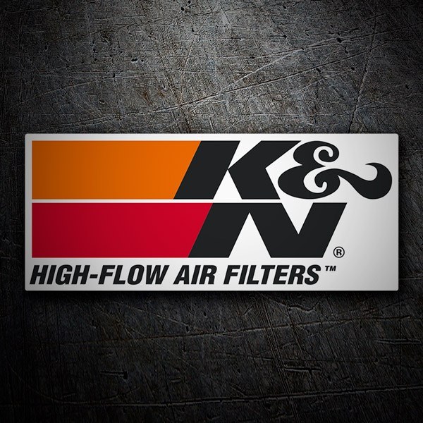 Autocollants: Logotype K&N avec la phrase 'HIGH-FLOW AIR FILTERS