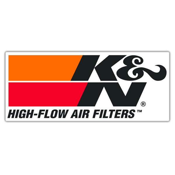 Autocollants: Logotype K&N avec la phrase 'HIGH-FLOW AIR FILTERS