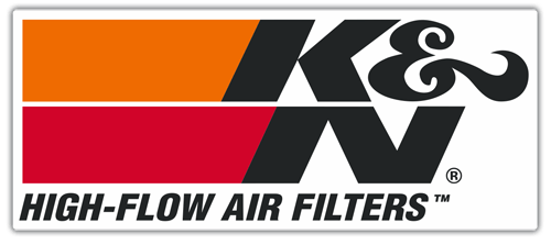 Autocollants: Logotype K&N avec la phrase 'HIGH-FLOW AIR FILTERS