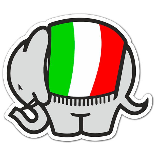 Autocollants: Eléphant de Cagiva drapeau italien
