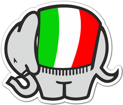 Autocollants: Eléphant de Cagiva drapeau italien 0