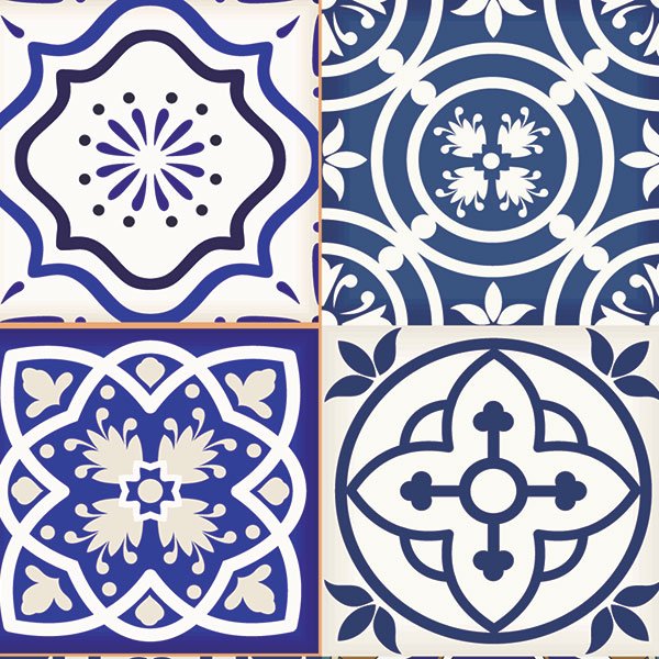 Stickers muraux: Carreaux de mosaïque indigo