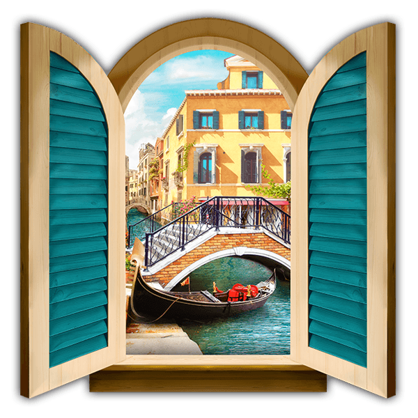 Stickers muraux: Fenêtre Pont sur le canal de Venise
