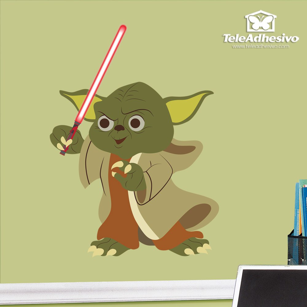 Stickers pour enfants: Yoda avec sabre laser