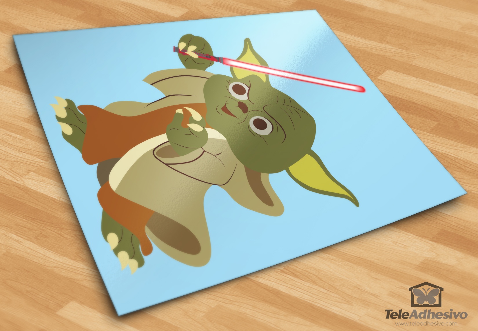 Stickers pour enfants: Yoda avec sabre laser
