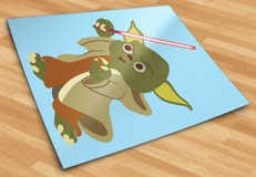 Stickers pour enfants: Yoda avec sabre laser 5