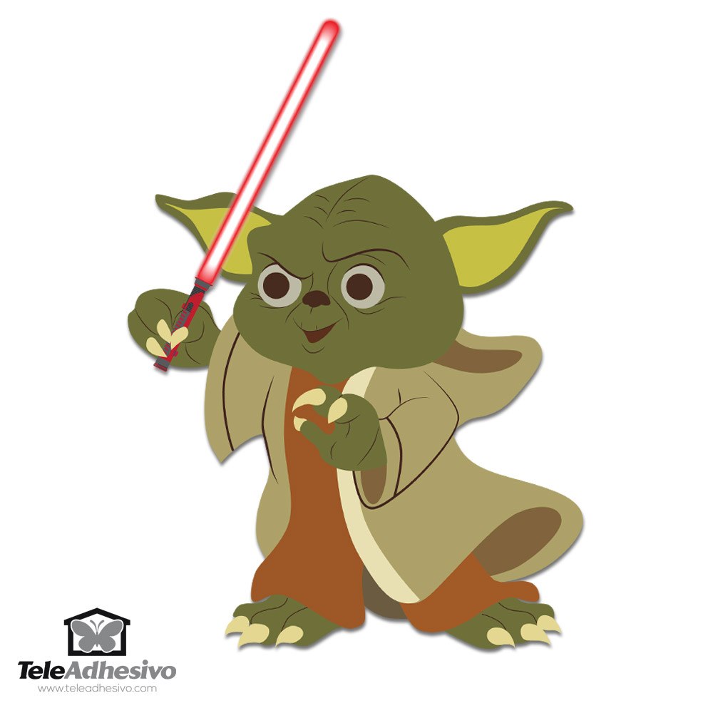 Stickers pour enfants: Yoda avec sabre laser