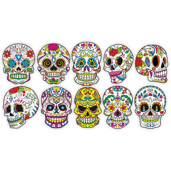 Stickers muraux: Kit de 8 crânes mexicains