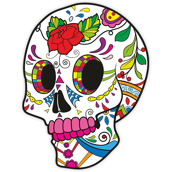 Stickers muraux: Crâne mexicain Frida Kahlo