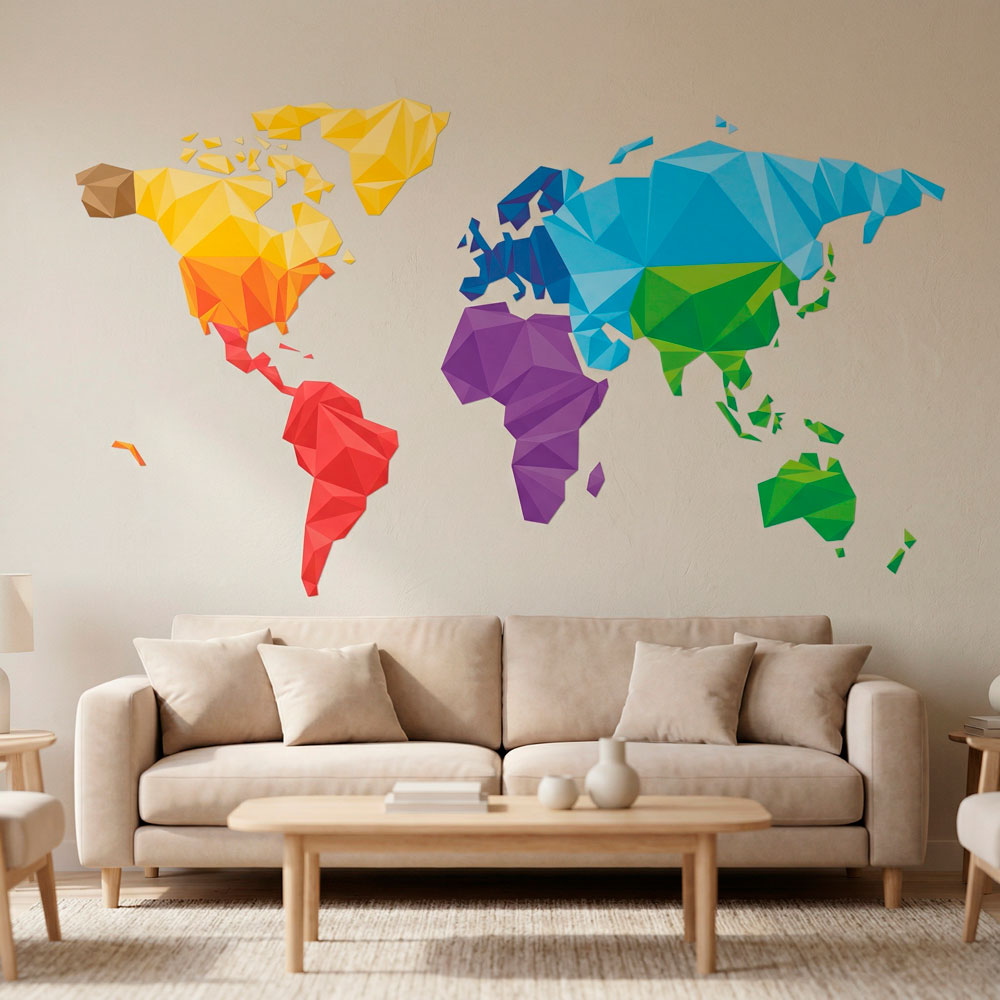 Carte du monde g&eacute;om&eacute;trique 3