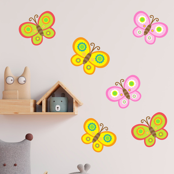 Stickers pour enfants: Kit 6 papillons colorés