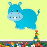 Stickers pour enfants: Hippopotame heureux 3