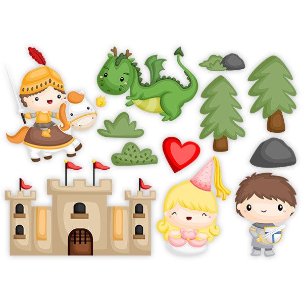 Stickers pour enfants: Kit chevaliers et princesses