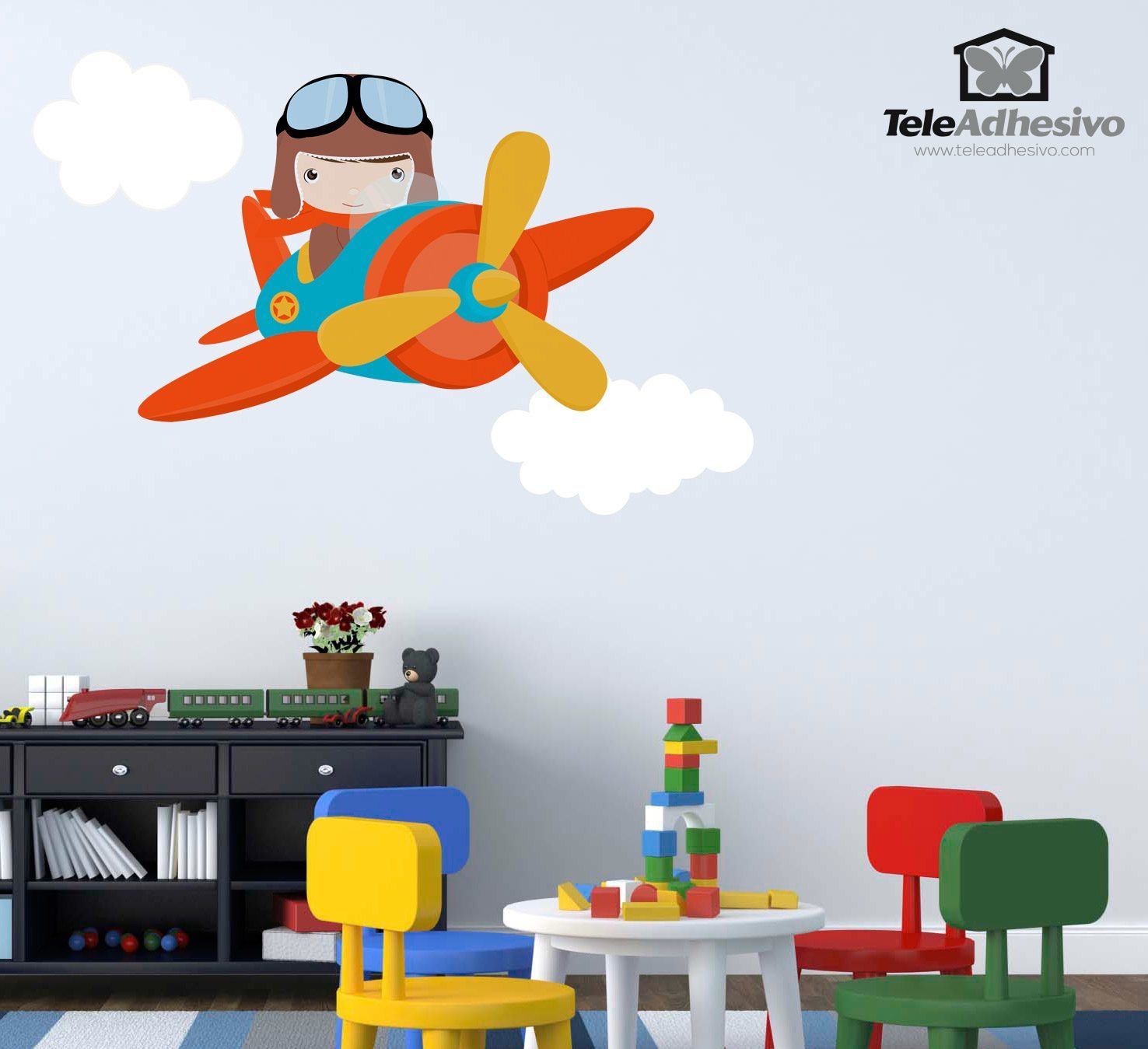 Stickers pour enfants: Avion dans les nuages