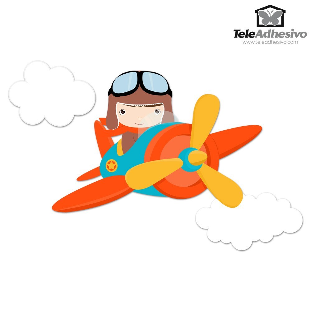 Stickers pour enfants: Avion dans les nuages