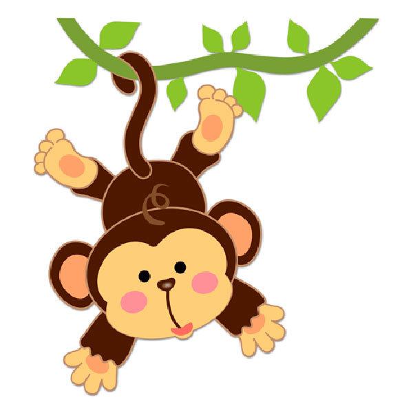 Stickers pour enfants: Singe accroché à la vigne