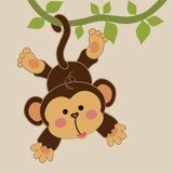 Stickers pour enfants: Singe accroché à la vigne 3