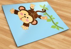 Stickers pour enfants: Singe accroché à la vigne 5