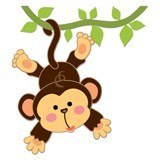 Stickers pour enfants: Singe accroché à la vigne 6