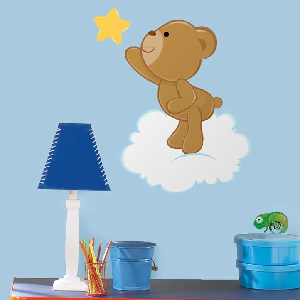 Stickers pour enfants: Petit ours attrapant une étoile