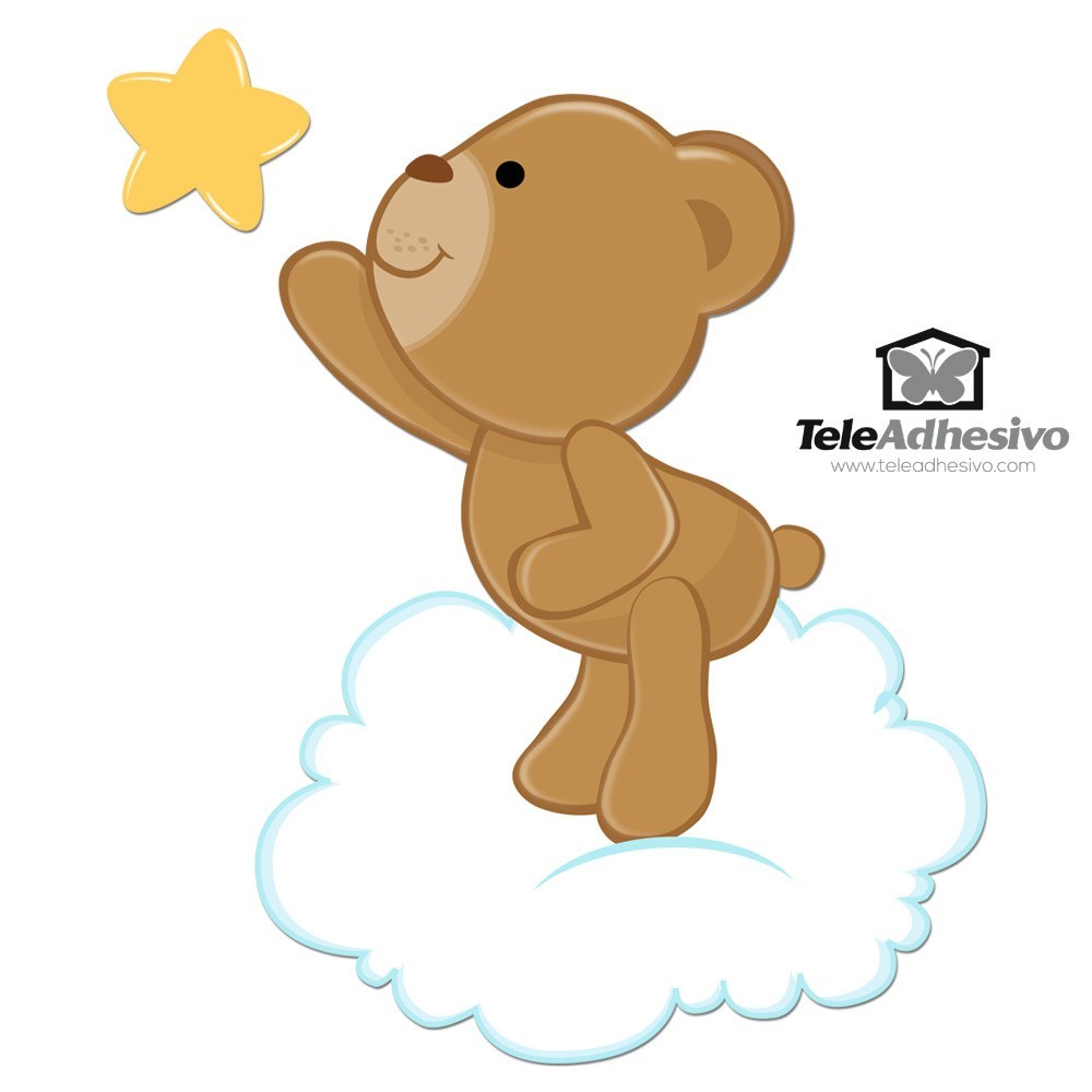 Stickers pour enfants: Petit ours attrapant une étoile