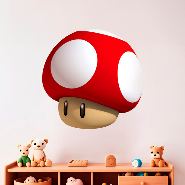 Stickers pour enfants: Champignon super rouge de Mario Bros