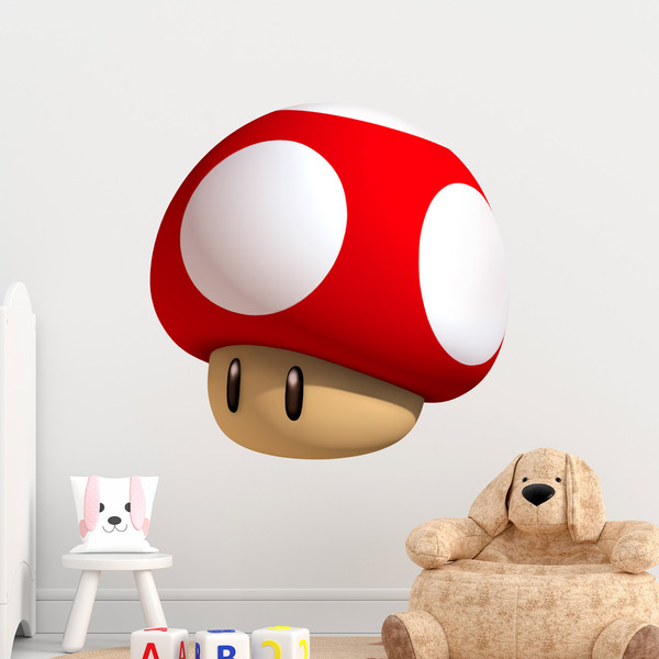 Stickers pour enfants: Champignon super rouge de Mario Bros