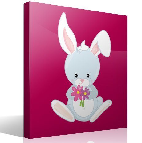 Stickers pour enfants: Lapin avec des fleurs