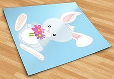 Stickers pour enfants: Lapin avec des fleurs 5