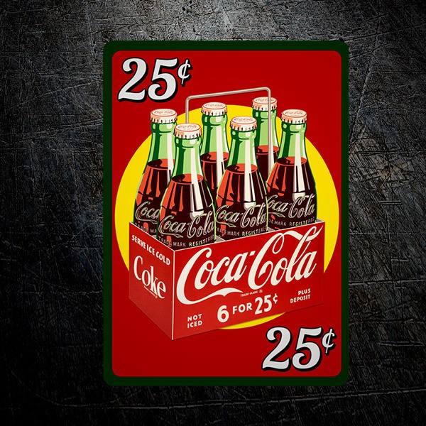 Autocollants: 6 Packs de Coca Colas pour 25 Cents