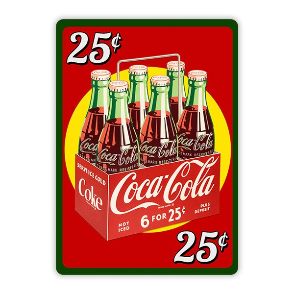 Autocollants: 6 Packs de Coca Colas pour 25 Cents