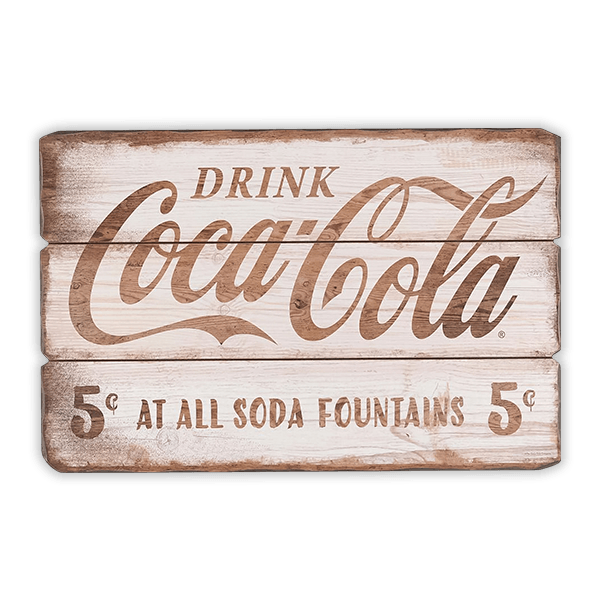 Autocollants: Panneau en Bois de Coca Cola