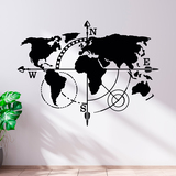 Stickers muraux: Carte du Monde Points Cardinaux 2