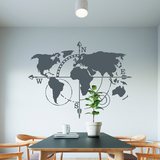 Stickers muraux: Carte du Monde Points Cardinaux 3