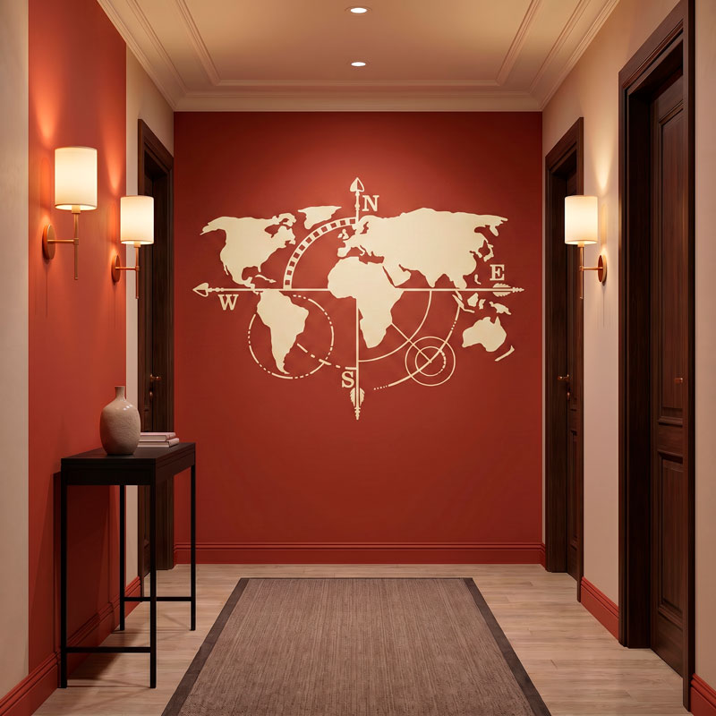 Carte du Monde Points Cardinaux 6/8