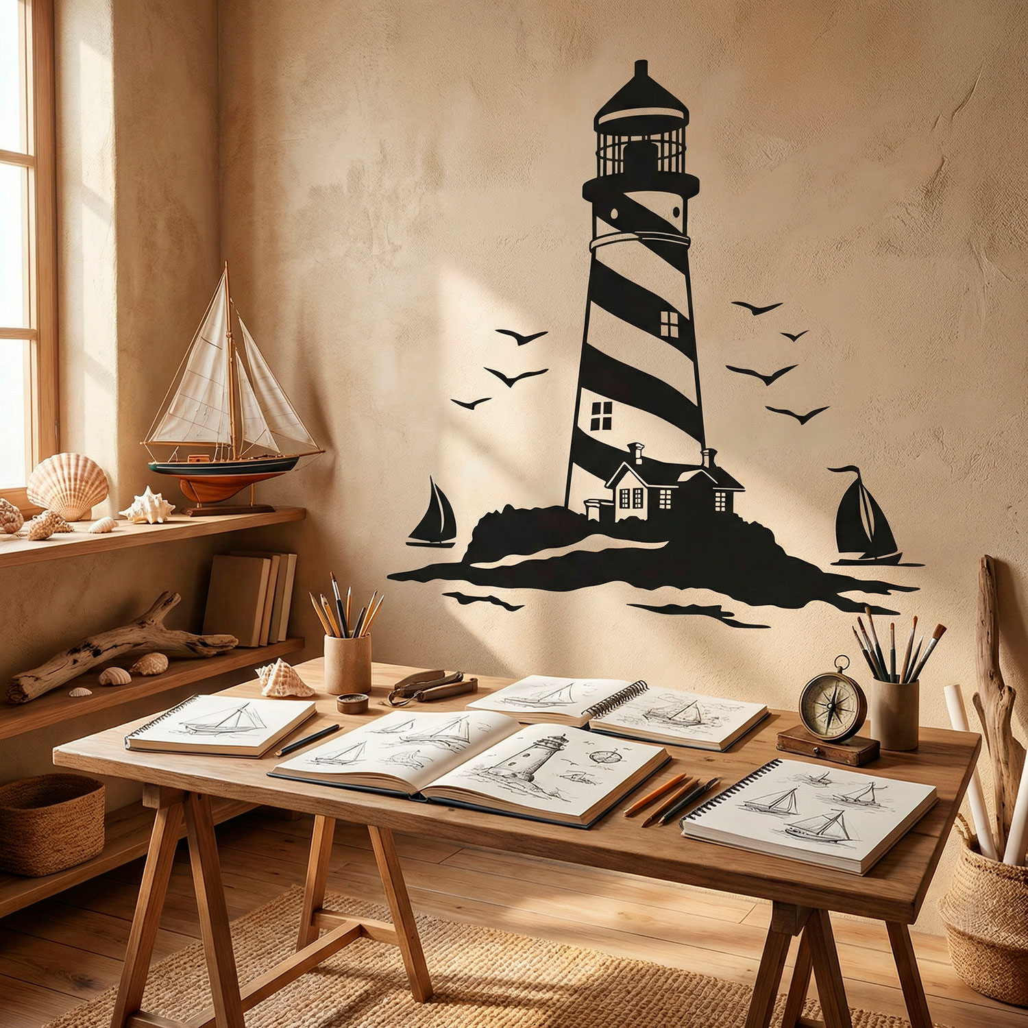 Stickers muraux: Phare et Voiliers